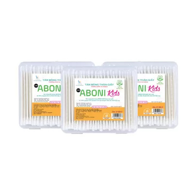 Tăm Bông Thân Giấy Hộp Vuông Aboni Kids